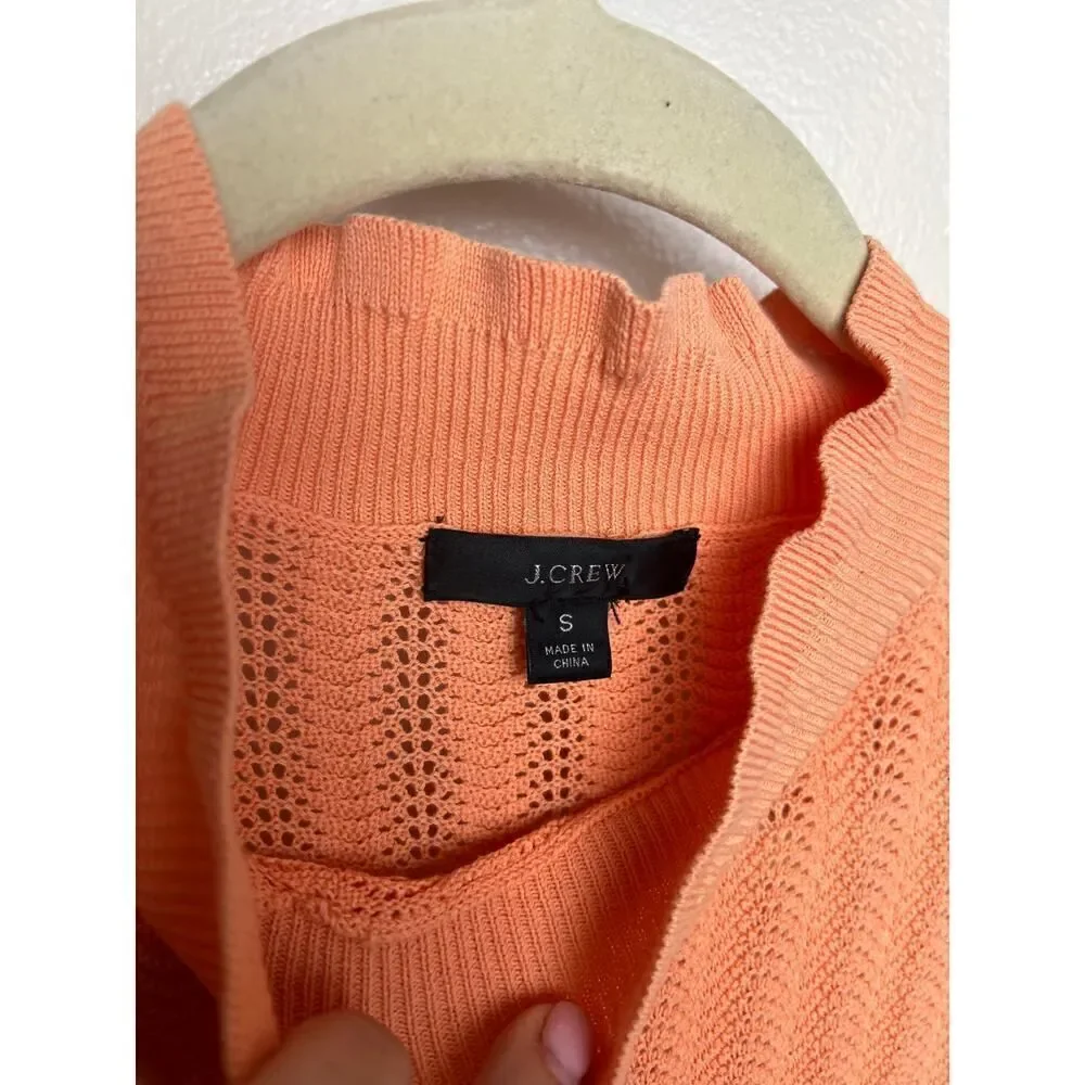 J. Crew Pointelle Ruffle Mockneck Sweater Sz. S
